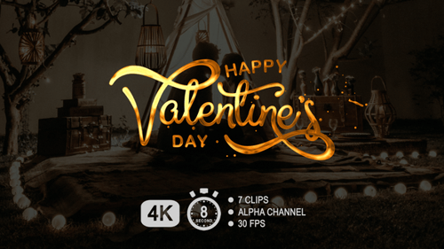 Happy Valentine's Day Golden Fluid Text Reveal Animation