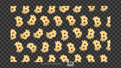 Bitcoin Gold Coins Pattern On Transparent Background