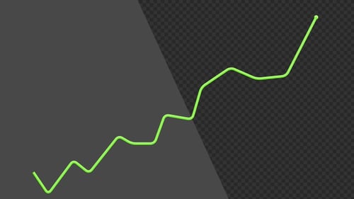 Animation 3D d'un graphique linéaire Trend Green à la hausse | Alpha Channel