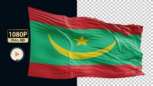 Realistic Mauritania Flag Waving Animation