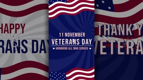 USA Flag Veterans Day Patriotic Title Animation