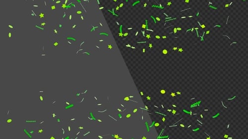 3D Animation of Green Confetti | Alpha Channel