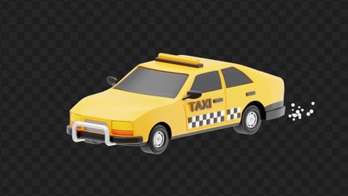 3D Yellow Taxi Car Driving | Alpha Channel