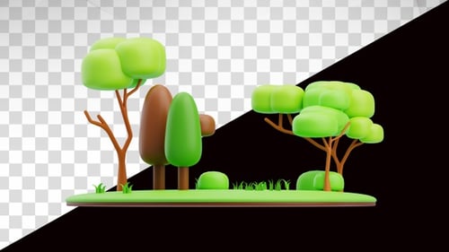 3D Animation of Forest on Alpha Channel
