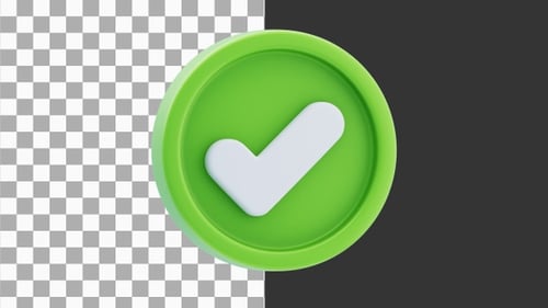 3D Animation of Verified and Approved Checkmark | Alpha Channel