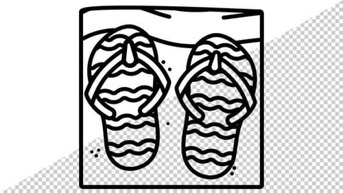 Animated Hand Drawn Flip Flops on Sand