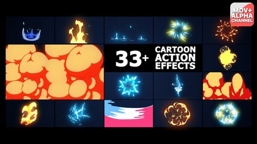 Animated Cartoon Action Effects Pack for Dynamic Videos