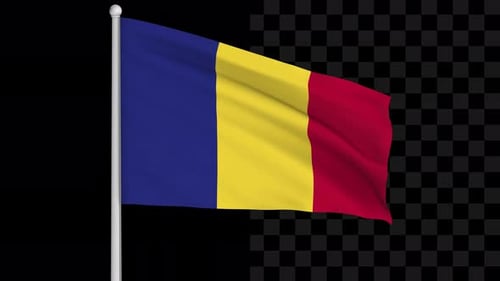 Waving Romania National Flag Animation