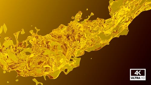 Vibrant Golden Liquid Splash and Flow Element
