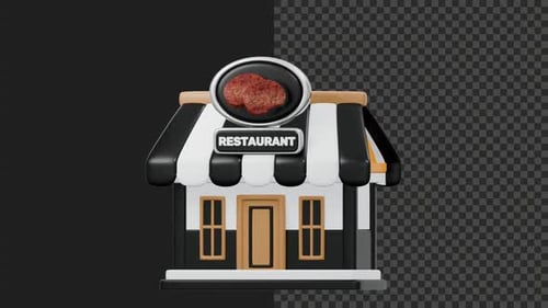 4K 3D Restaurant Butcher Shop Video Animation