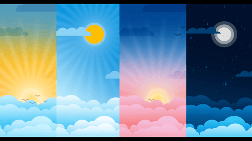Animated Flat Design Vertical Sky Cycles for Day and Night
