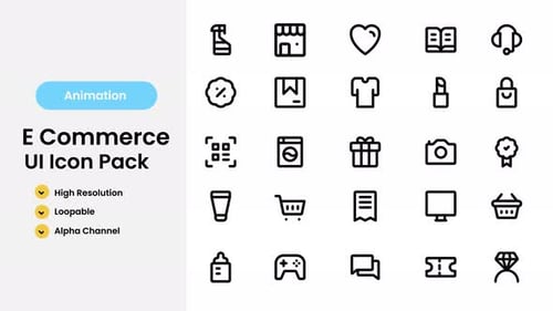 Animated E-commerce Outline Icons Pack for Digital Stores