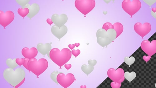 Heart Balloon Pink And White Alpha Loop V8