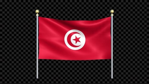 Waving Tunisia National Flag with Alpha Channel