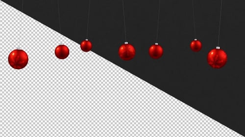 Swinging Red Christmas Ball Ornaments Holiday Background