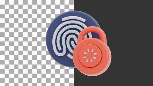 3D Animation of Fingerprint Access Lock | Alpha Channel