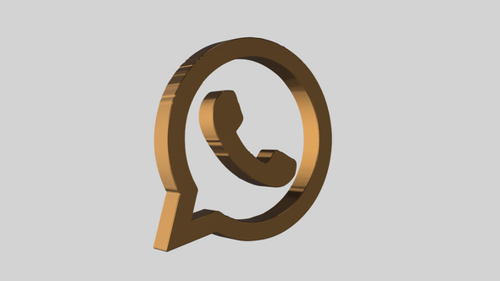 Rotating 3D Golden WhatsApp Icon