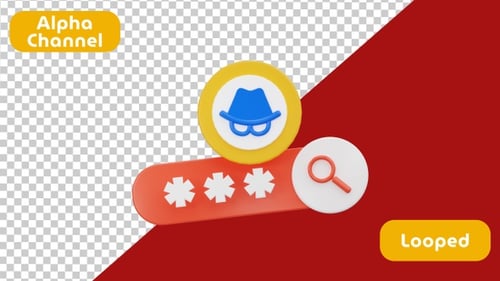 Animiertes 3D-Icon eines Passwortangriffs | Cybersicherheit | Alpha Channel
