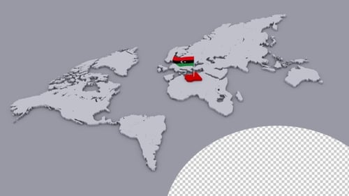 Libya Flag On Extruded World Map