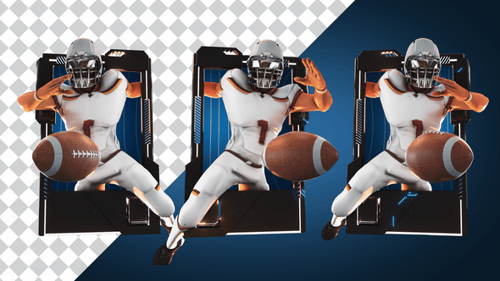 Dynamic 3D American Football Player Animation with Futuristic Digital Interface