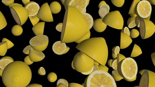Fresh Yellow Lemons Falling Down Animated Overlay