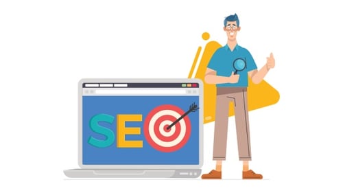 Modern Animated Illustration of SEO and Digital Marketing
