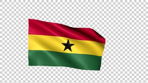 Waving Ghana Flag with Alpha Channel Loop