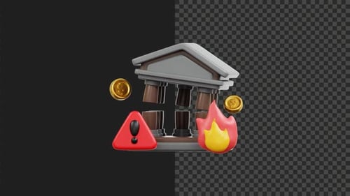 3D Bankruptcy Animation Transparent Background