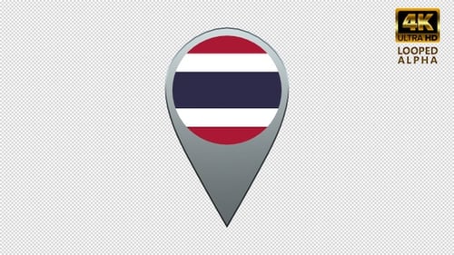 Rotating 3D Map Pin with Thailand Flag