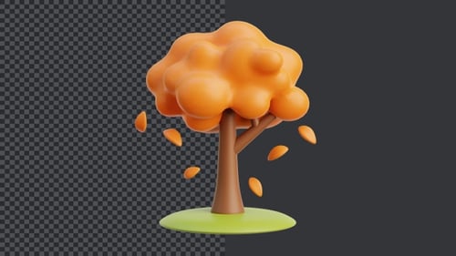Stylized 3D Tree Growth with Falling Leaves Animation