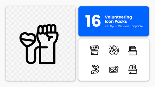 Animated Flat Design Volunteering and Charity Icons