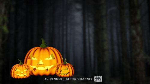 Drei orange beleuchtete Kürbisse. Gruselig und lustig, kann für Halloween-Designs verwendet werden.