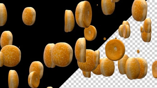 Seamless Floating Sesame Seed Burger Buns Loop