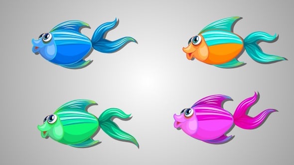 Cartoon Fish Swimming Loop Animation Pack, Backgrounds Motion Graphics ...