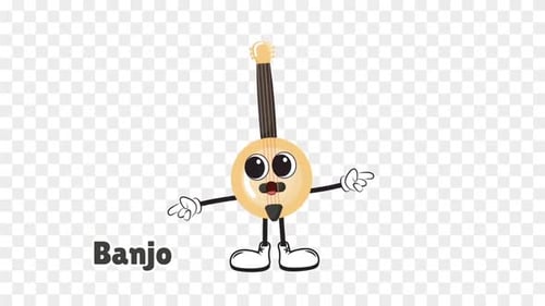 Animated Cartoon Banjo Character Performing Actions Loop