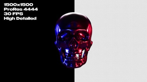 Halloween Skull Loop Animation On Alpha