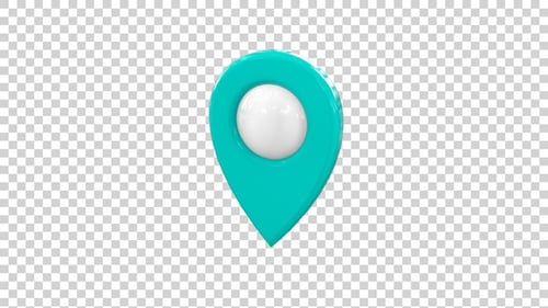 Animated 3D Teal Location Pin Icon Bounce