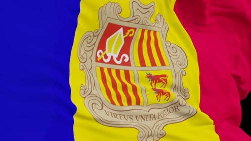 The Andorra with alpha channel waving in the wind in slow motion