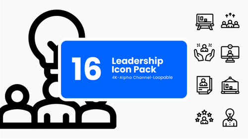 Animated Business Leadership Icons Pack with Alpha Channel