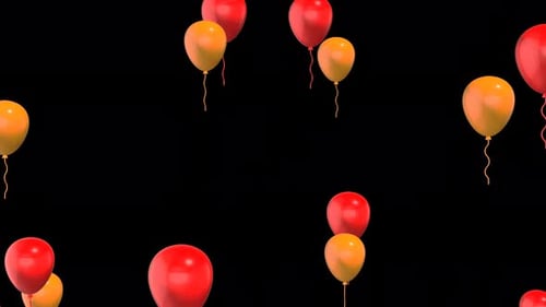 Flying Red and Orange Balloons Animation