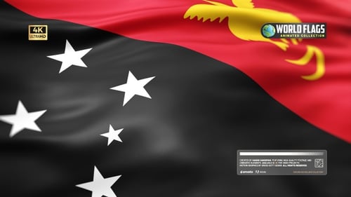 Papua New Guinea Flag Waving Seamless Loop Animation