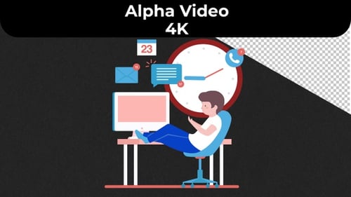 Flat Design Animation of Person Multitasking and Managing Time