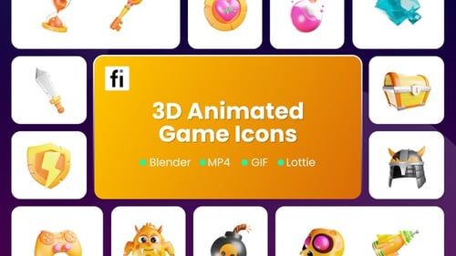 3D Animated Game Features Icon Set