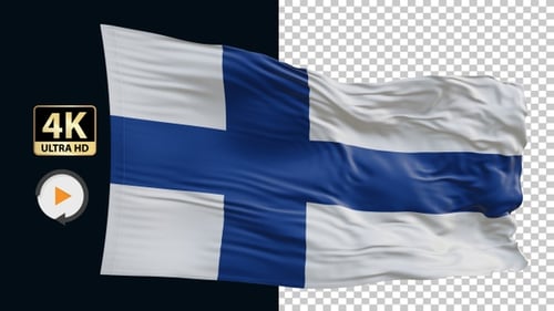 Realistic Waving Finland Flag Loop Animation