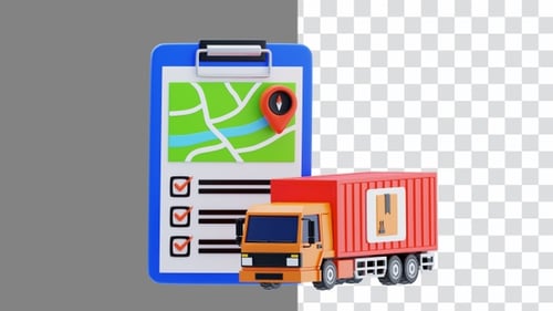 3D Animation of Logistics Planning location data | Alpha Channel