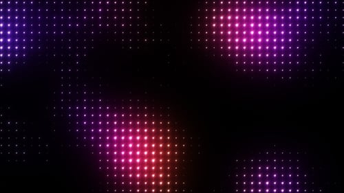 Abstrakter Disco-Hintergrund mit leuchtenden Neon-LED-Lichtern, Bewegung. Disco-Lichtwand, lebendige Tanzparty