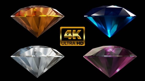 Shining 3D Diamond Rotation with Multiple Gemstone Colors