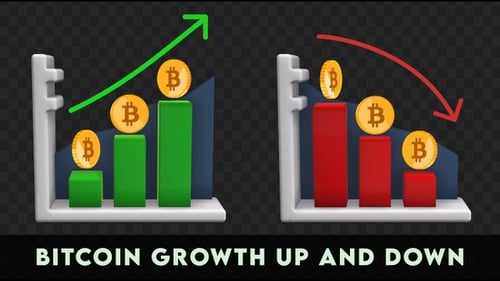 Bitcoin Cryptocurrency Growth and Decline Bar Graph Animation