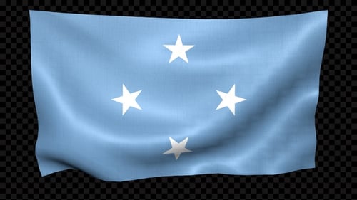 Realistic Waving Flag of Micronesia with Alpha Channel