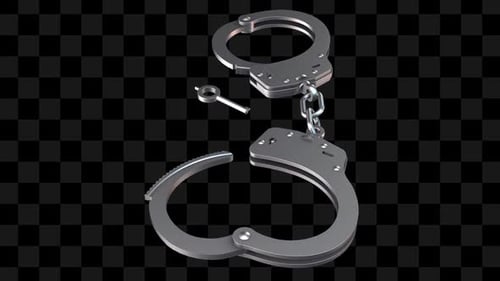 Realistic 3D Handcuffs and Key Rotation Animation